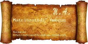 Matriszottó Ambrus névjegykártya